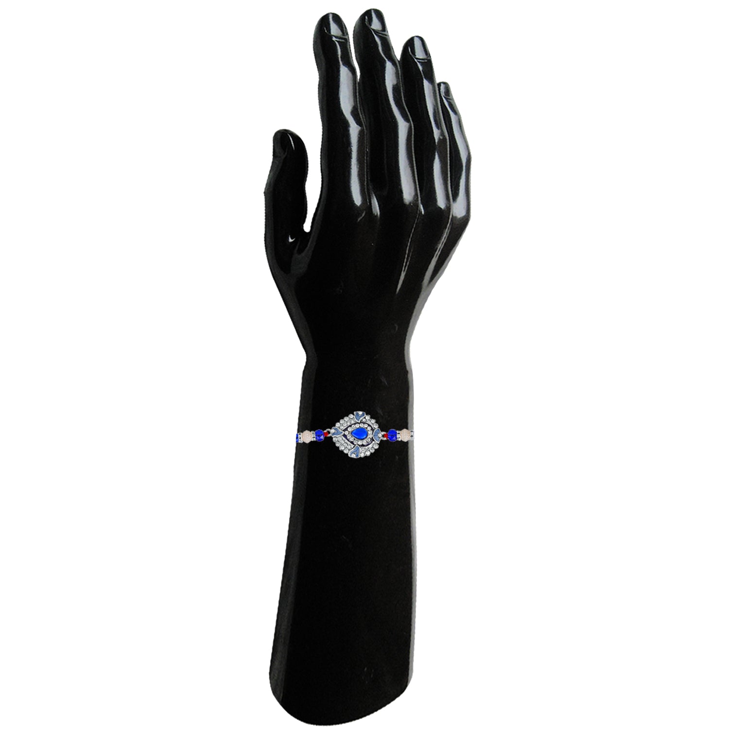 Classic Designer Royal Blue and white crystals Rakhi Bracelet