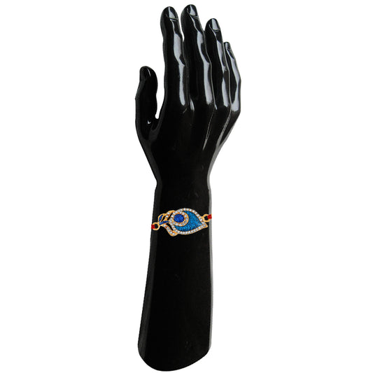 Royal Blue Peacock Feather Rakhi Bracelet