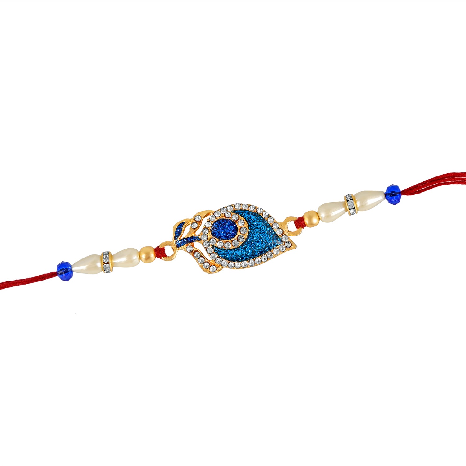 Royal Blue Peacock Feather Rakhi Bracelet