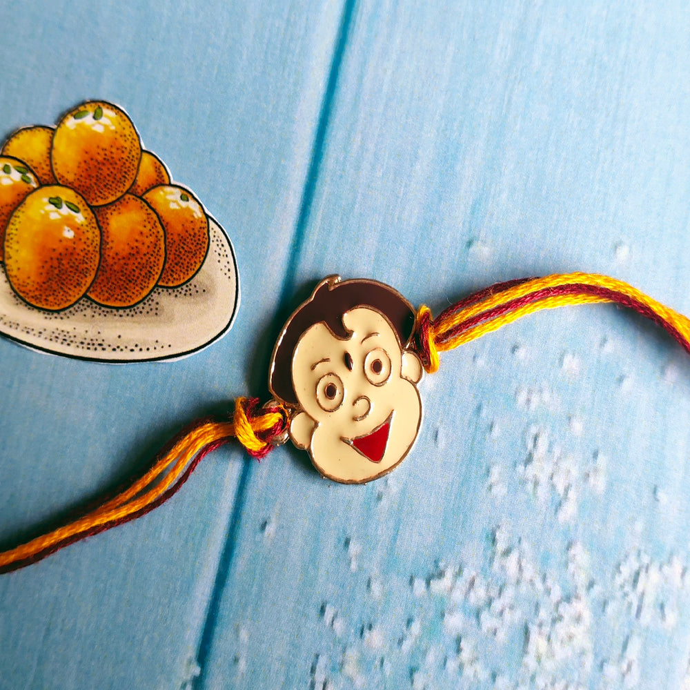 Cartoon Meenakari Work Enamel Rakhi for Kids