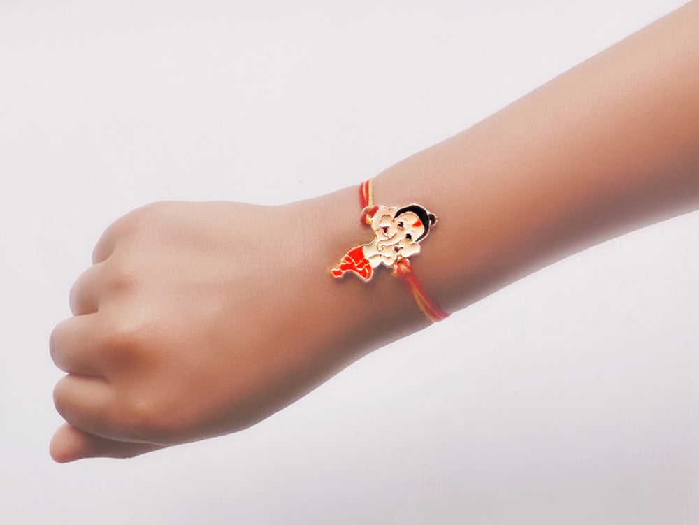 Meena Work Bal Ganesha Kids Rakhi