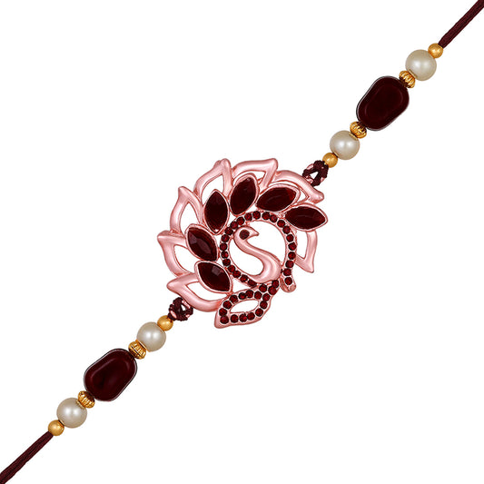 Peacock Shaped Maroon Rakhi