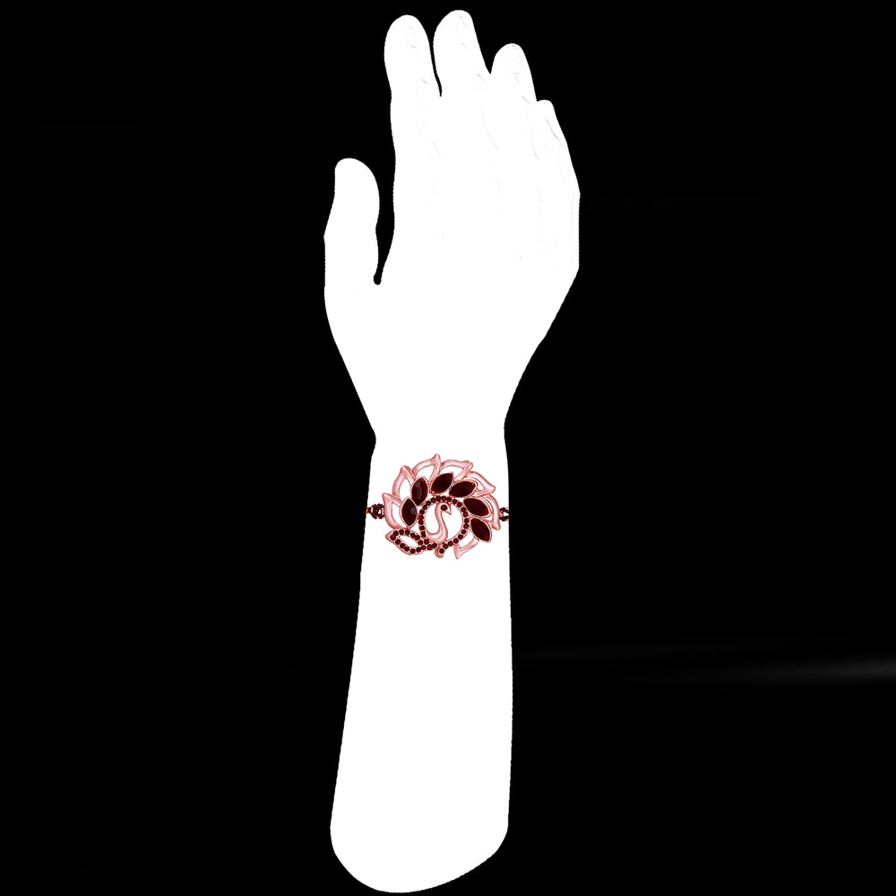 Peacock Shaped Maroon Rakhi