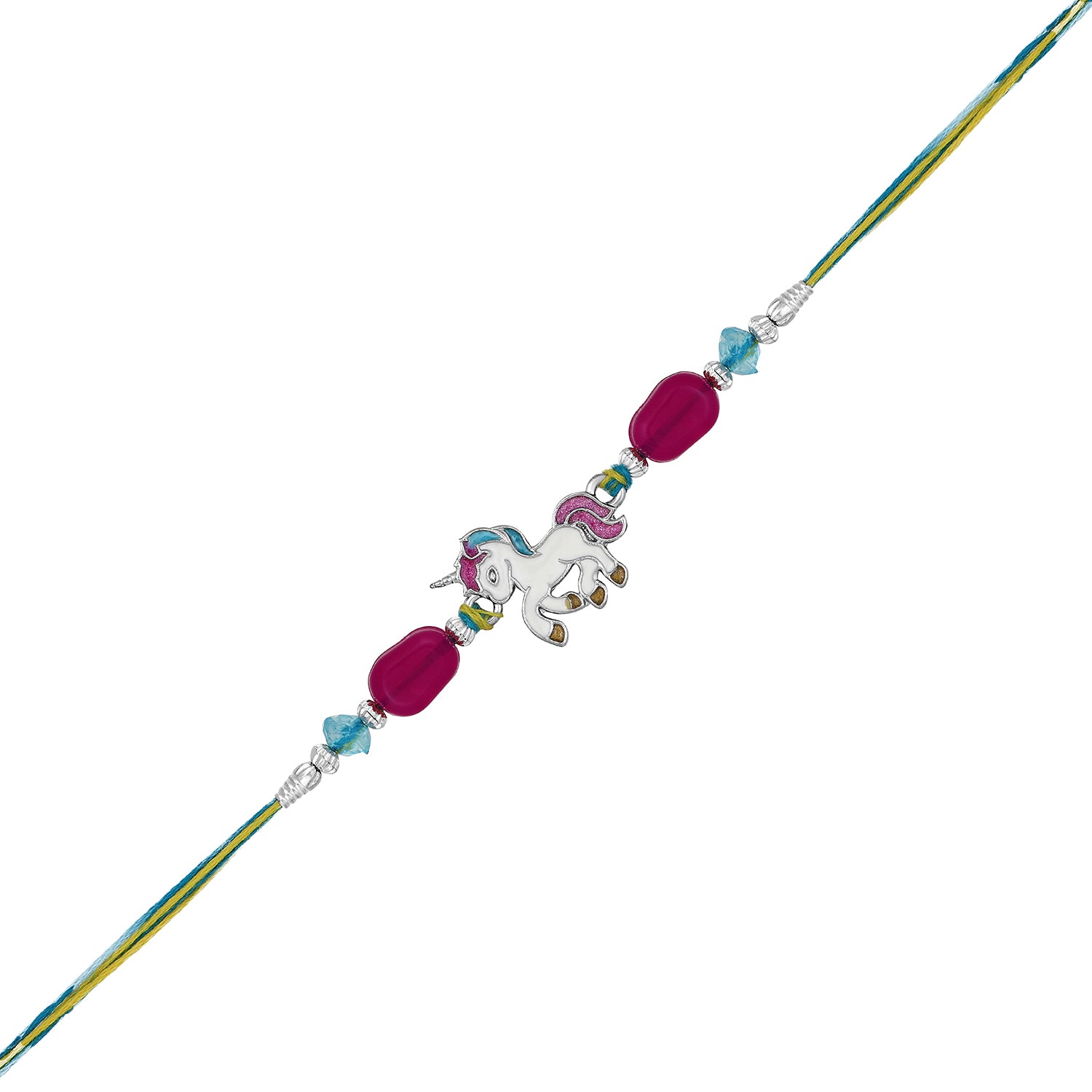 Baby Unicorn Shaped Meenakari Rakhi