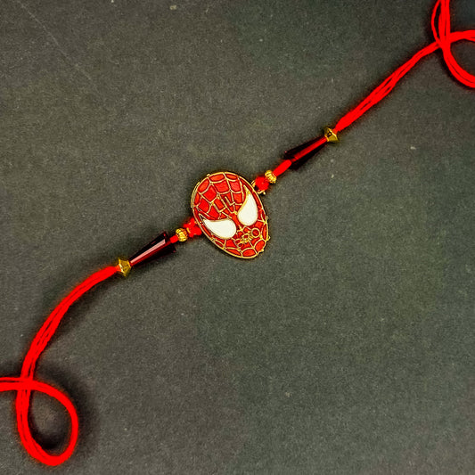 Red Meenakari Work Super Hero Rakhi