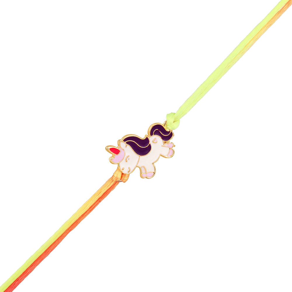 Meennakari Work Enamel Baby Unicorn-Shaped Rakhi