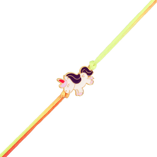 Meennakari Work Enamel Baby Unicorn-Shaped Rakhi