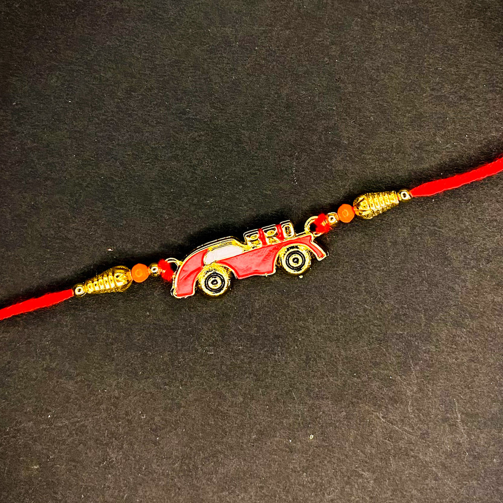 Red Meenakari Work Super Car Rakhi