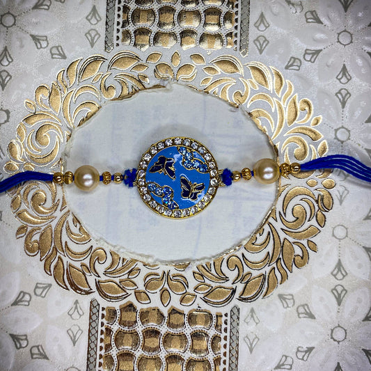 Meennakari Work Enamel Round and Butterfly-Shaped Rakhi