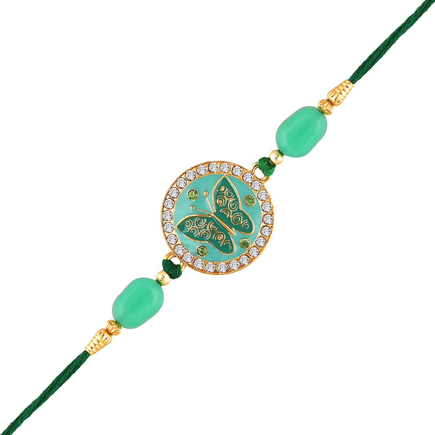 Meennakari Work Enamel Round and Butterfly-Shaped Rakhi