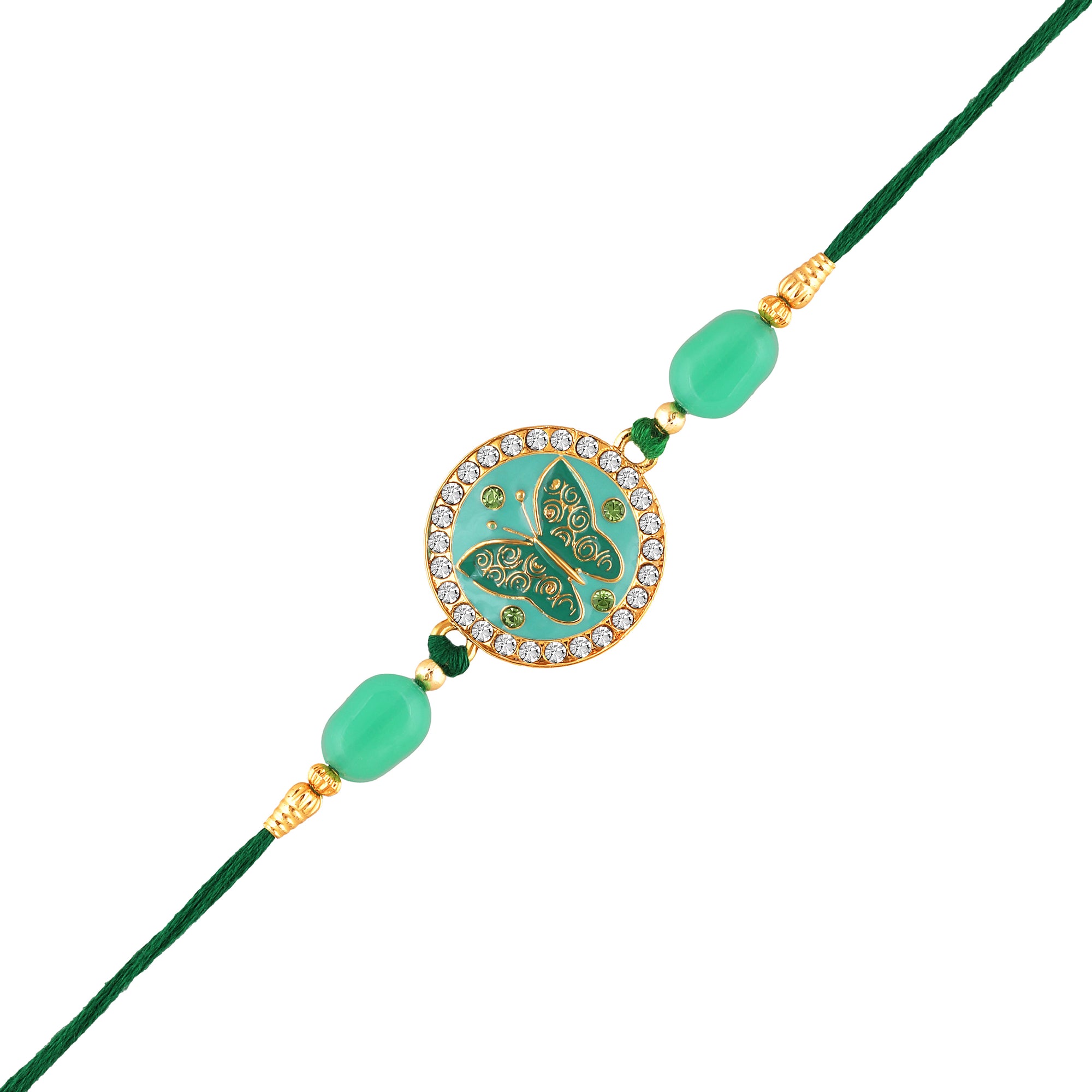 Meennakari Work Enamel Round and Butterfly-Shaped Rakhi