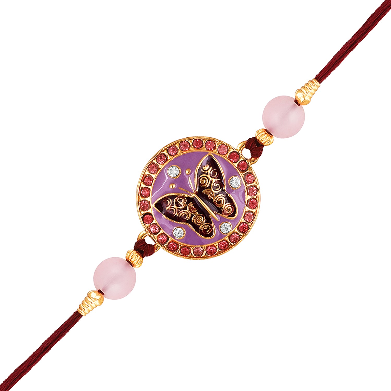 Meennakari Work Enamel Round and Butterfly-Shaped Rakhi