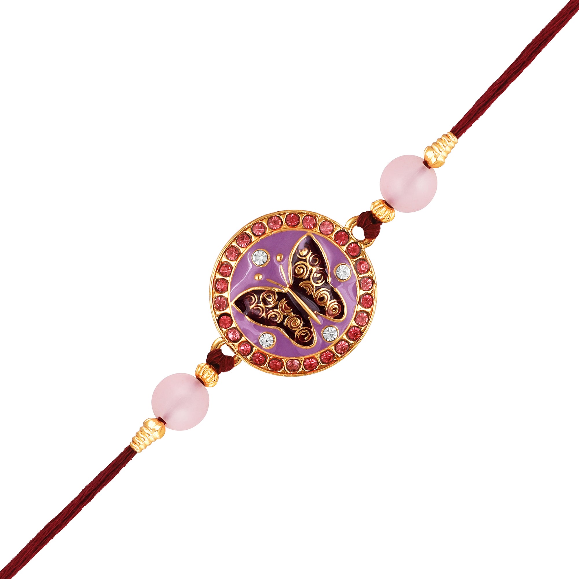 Meennakari Work Enamel Round and Butterfly-Shaped Rakhi