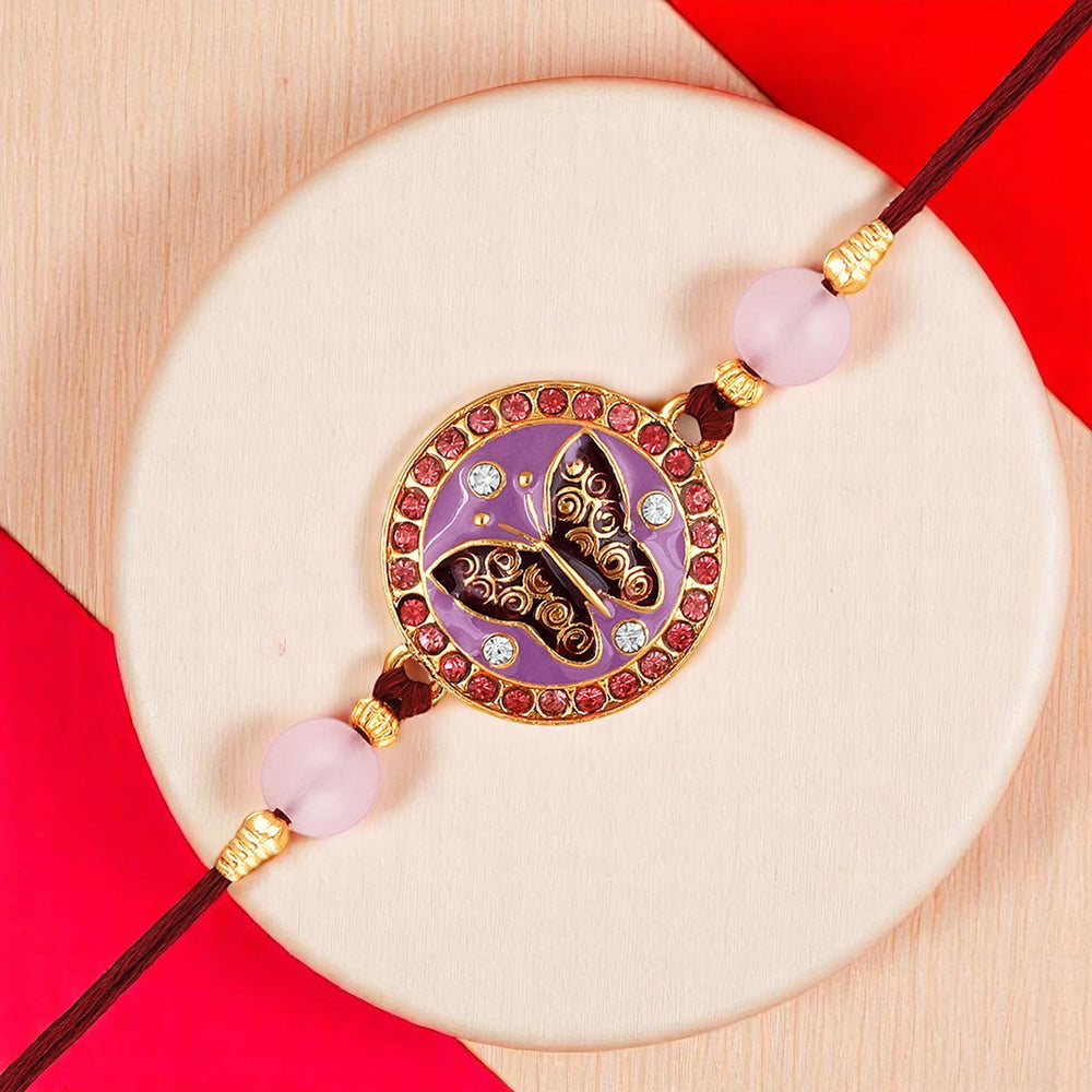Meennakari Work Enamel Round and Butterfly-Shaped Rakhi