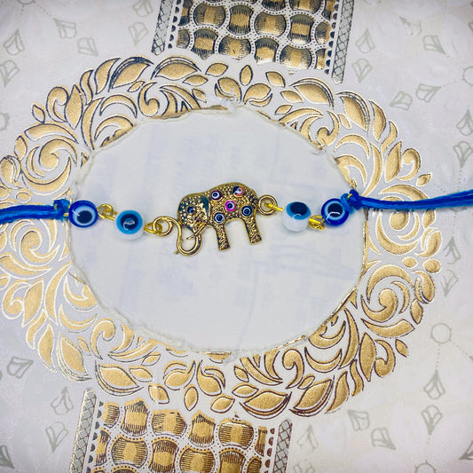 Evil Eye and Baby Elephant-Shaped Rakhi