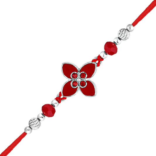 Floral Red Meenakari Work Rakhi