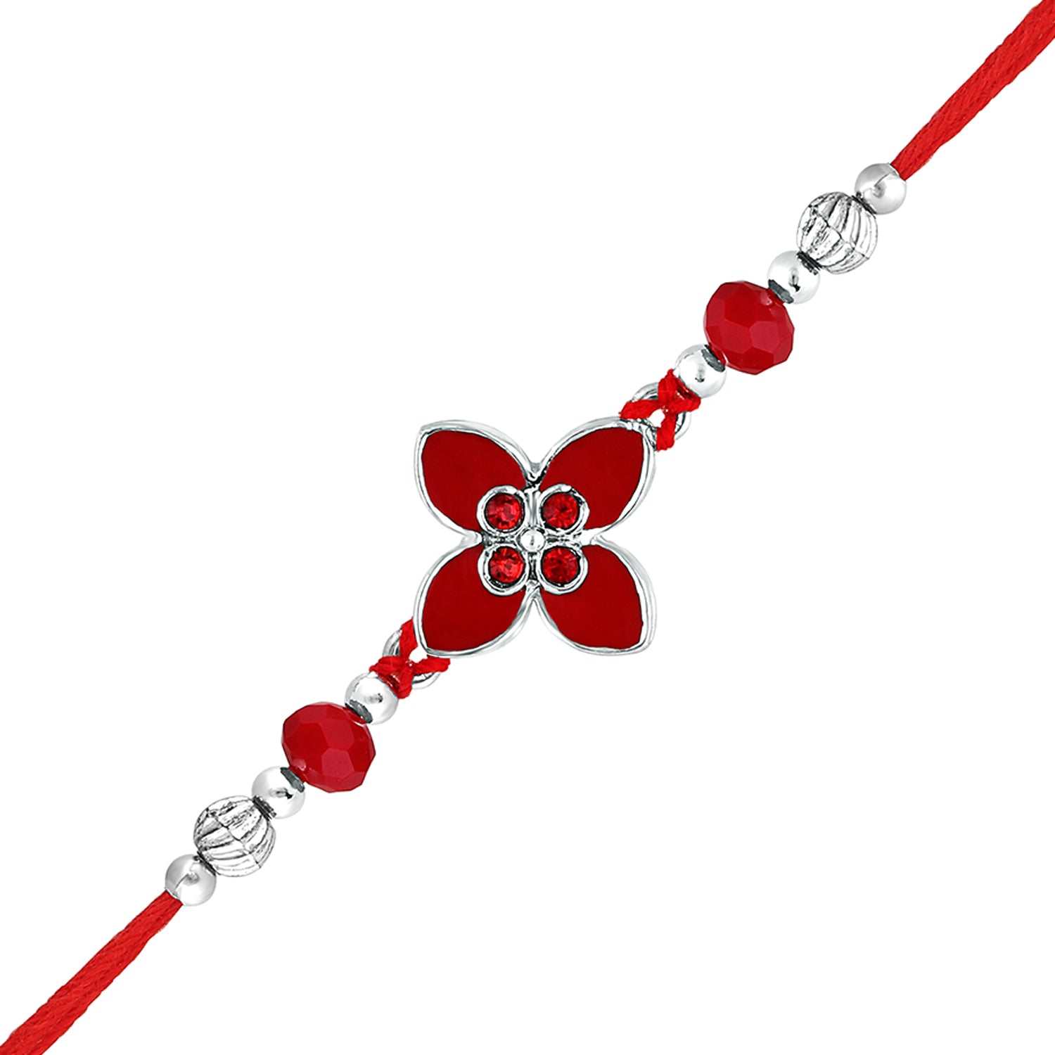 Floral Red Meenakari Work Rakhi