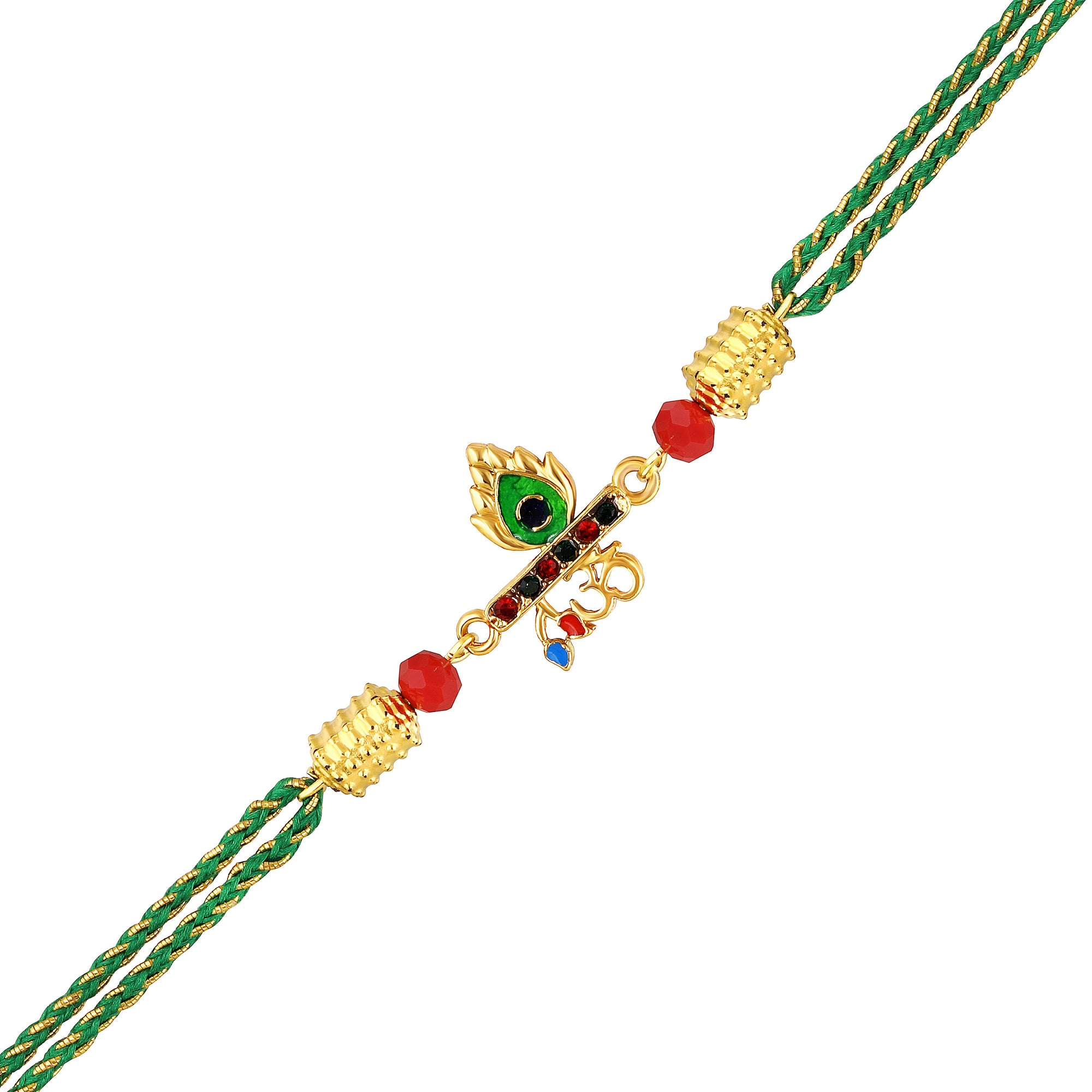 OM Lord Krishna Flute and Meenakari Mor Pankh Rakhi