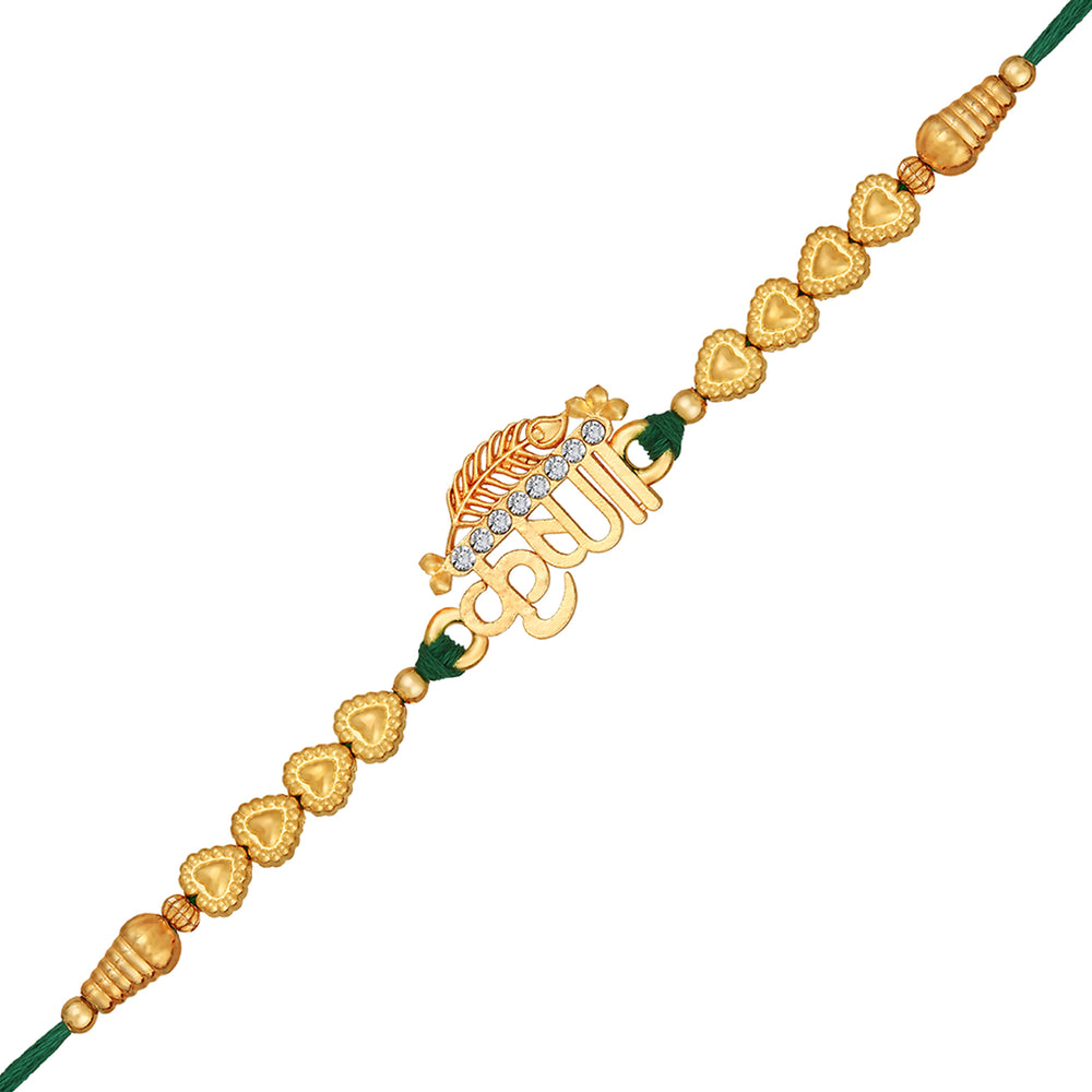 Krushna and and Peacock-Feaher-Shaped Rakhi