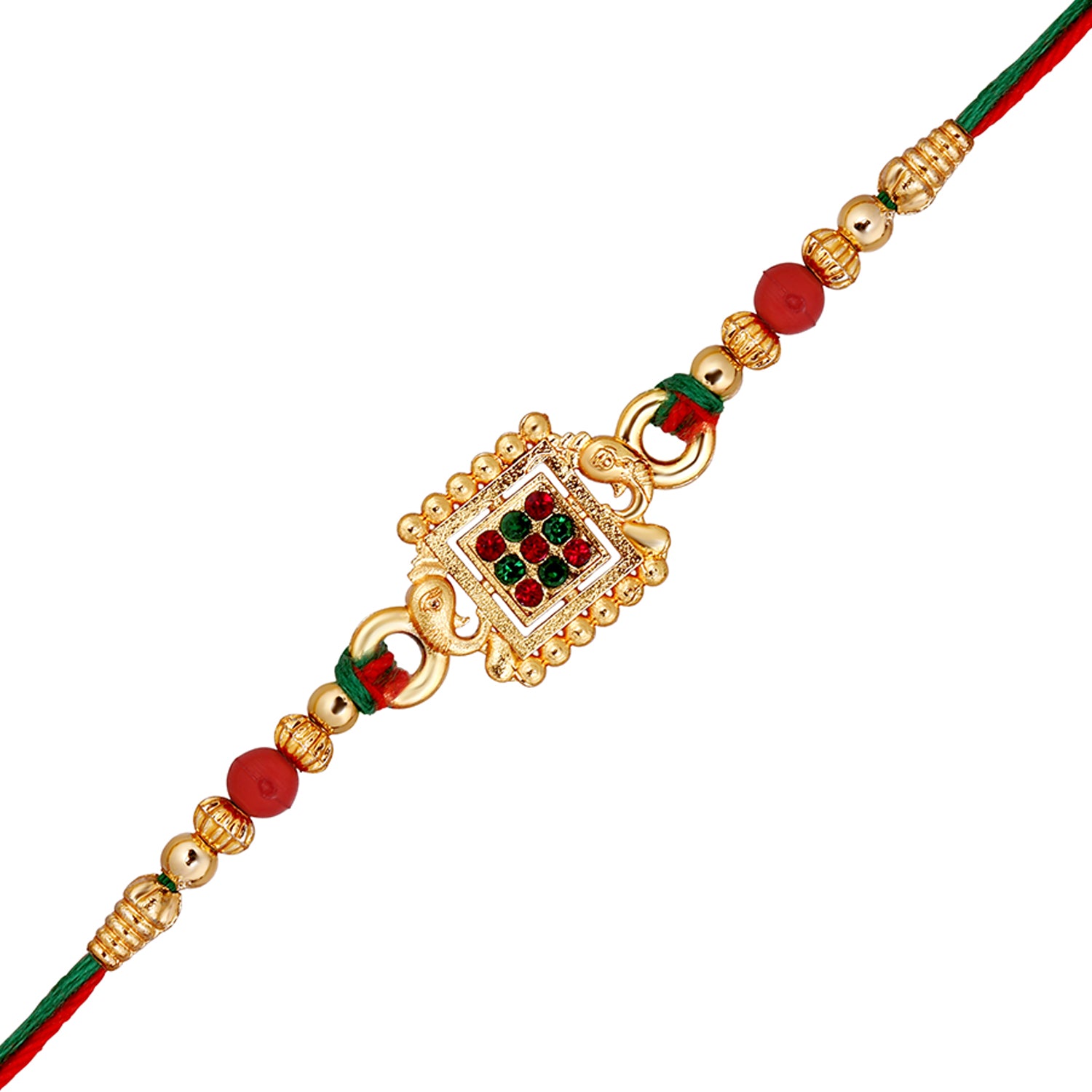 Square and Elephant-Face-Shaped Colorful Rakhi