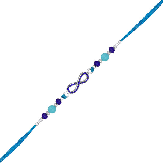 Infinity Shape Blue Crystal Studed Bhaiya Rakhi