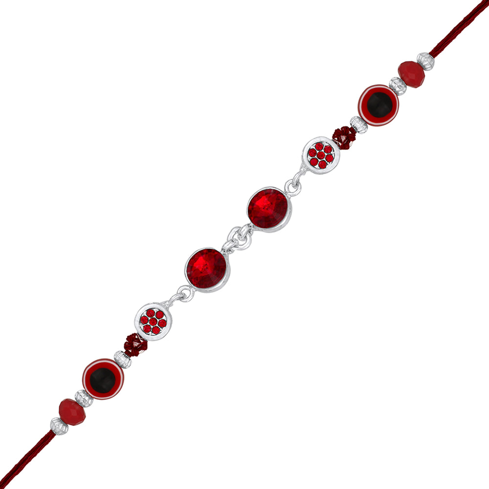 Red Evil Eye with Sudded Crystals Bhaiya Rakhi