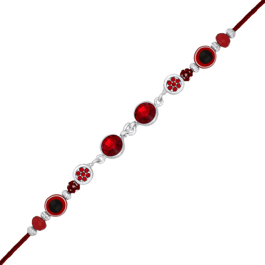 Red Evil Eye with Sudded Crystals Bhaiya Rakhi