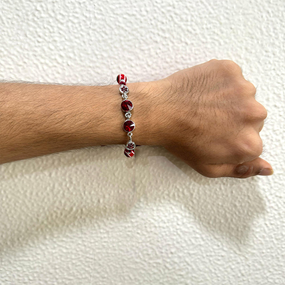 Red Evil Eye with Sudded Crystals Bhaiya Rakhi