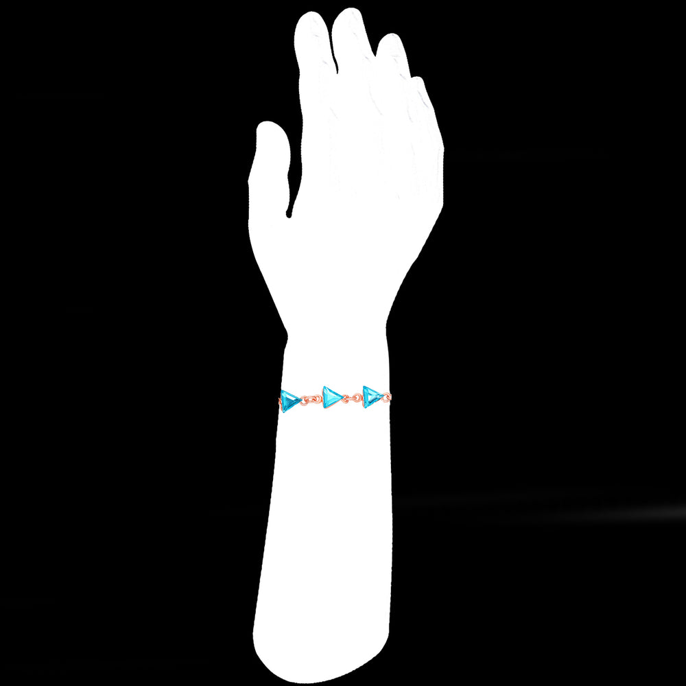 Aqua Blue Triangular Crystals Bracelet Rakhi
