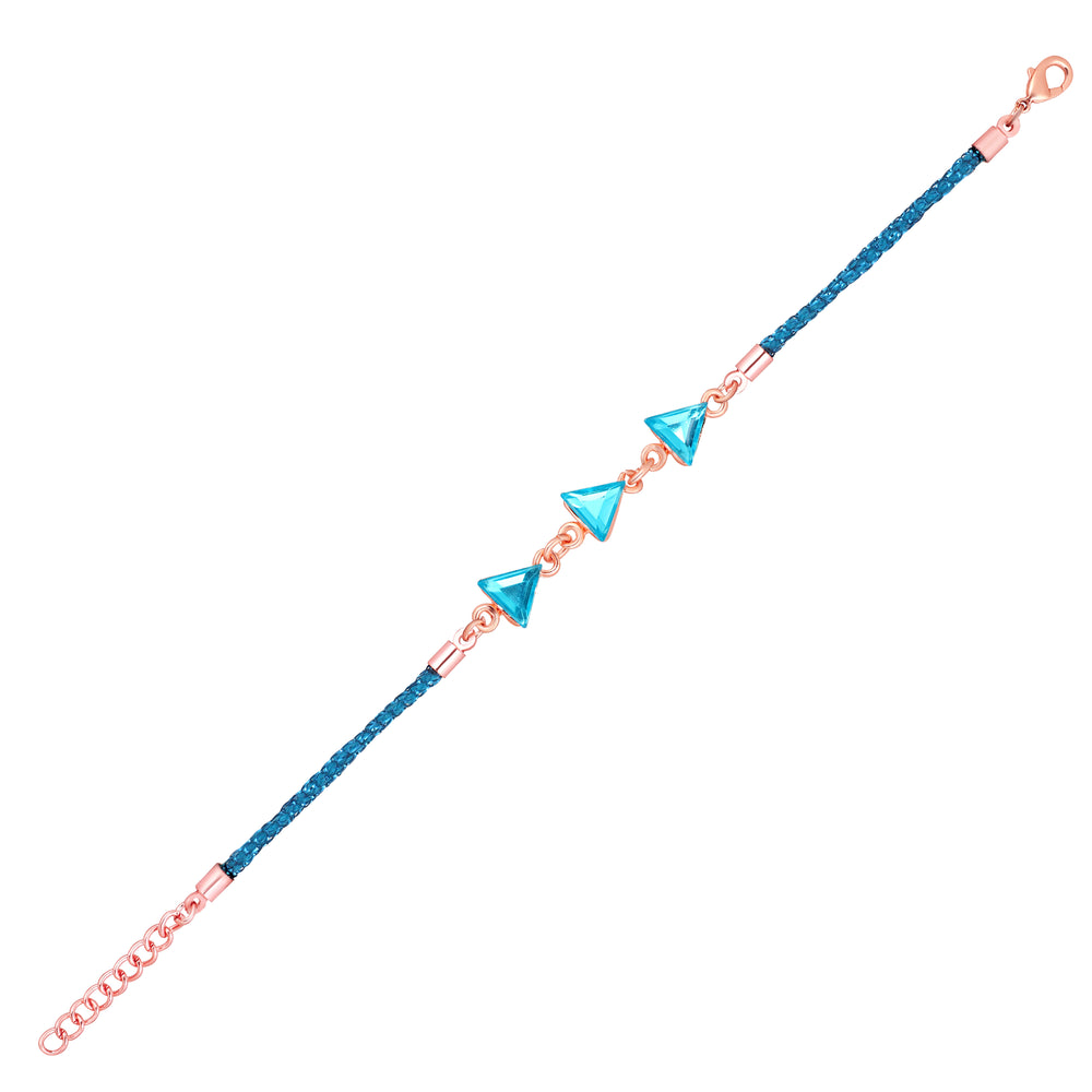 Aqua Blue Triangular Crystals Bracelet Rakhi