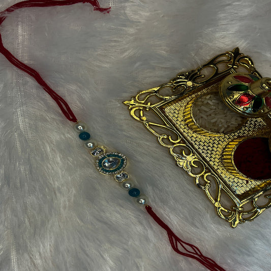 Classic Kundan Studded Ethnic Thread Rakhi
