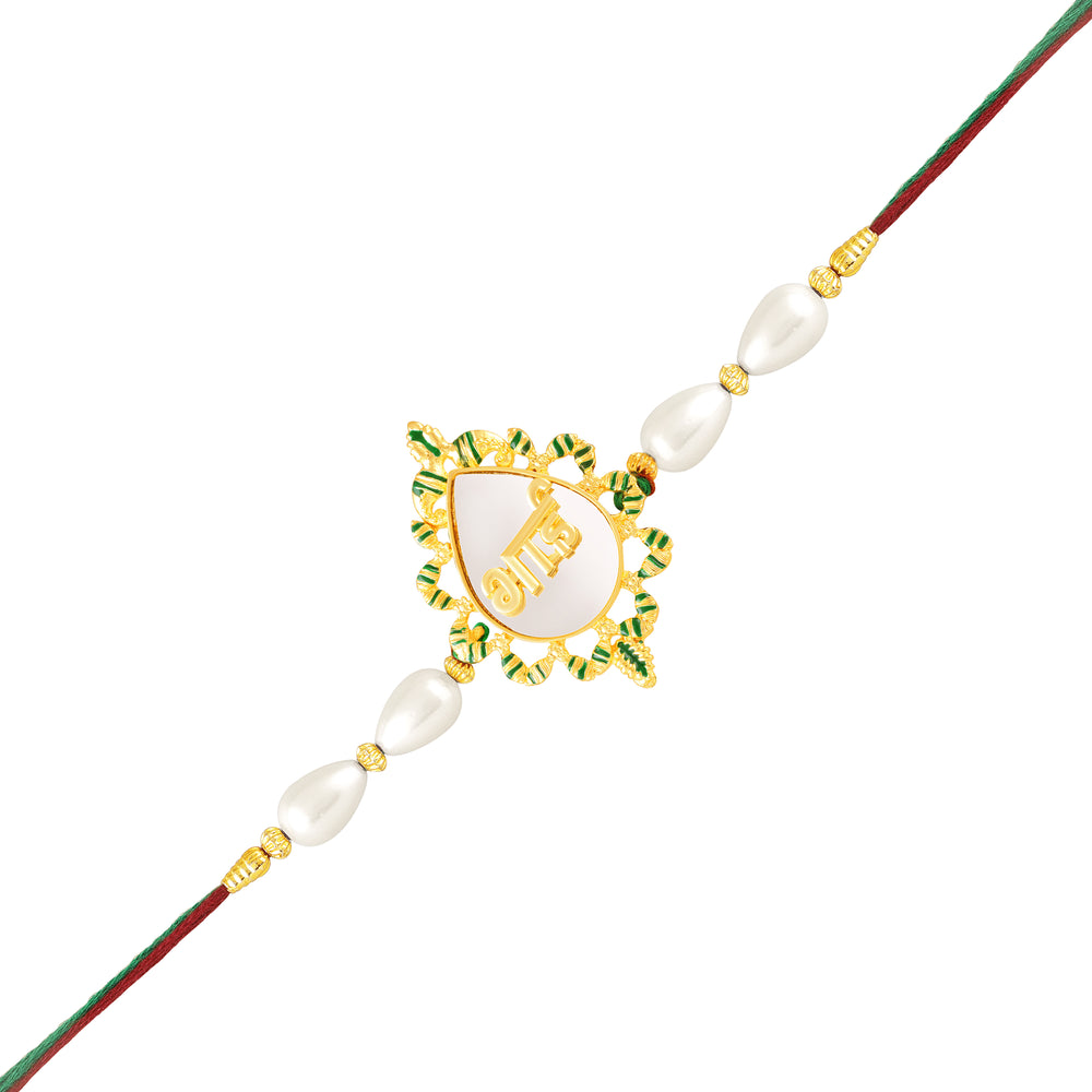 Bhai Engraved Green Meenakari Work Rakhi
