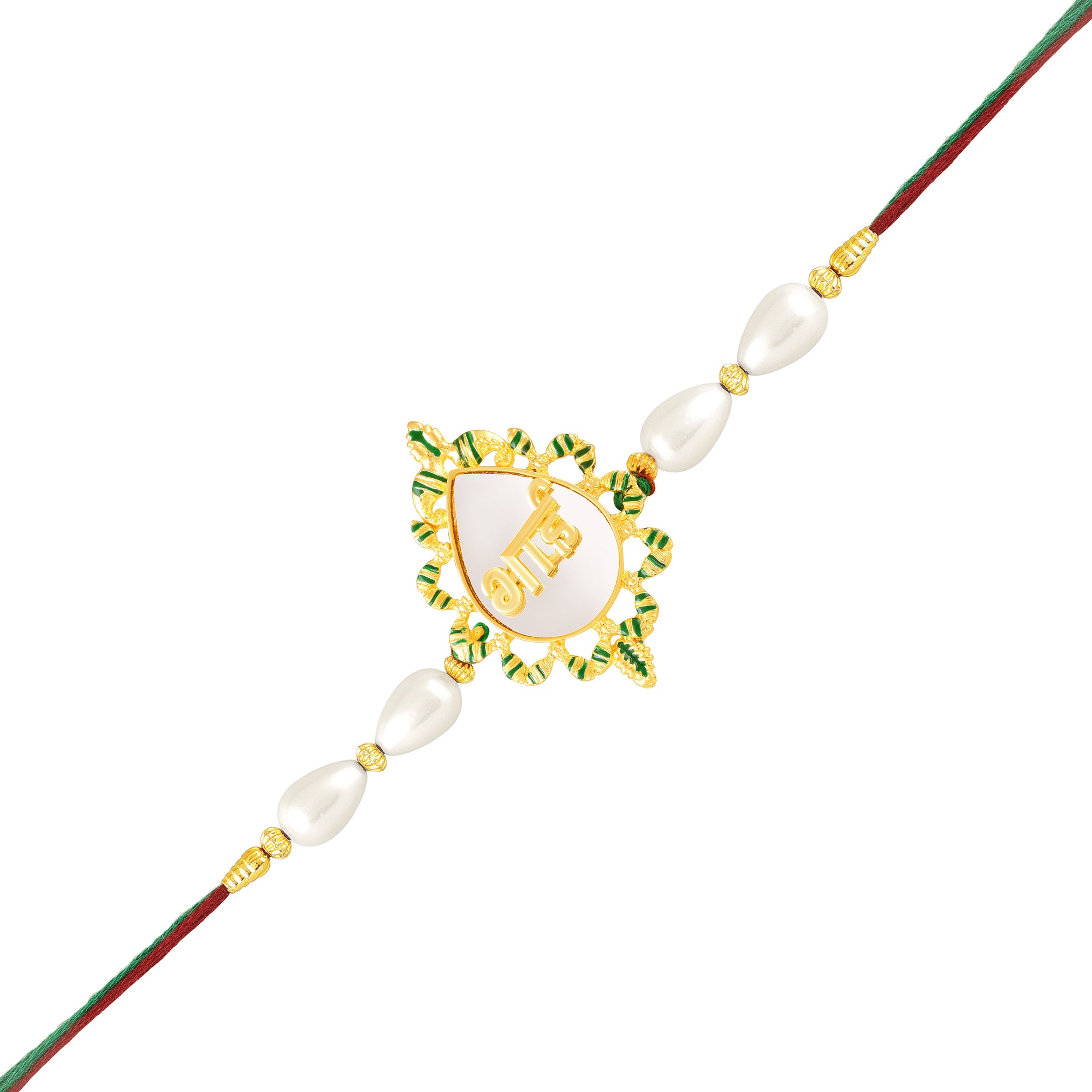Bhai Engraved Green Meenakari Work Rakhi