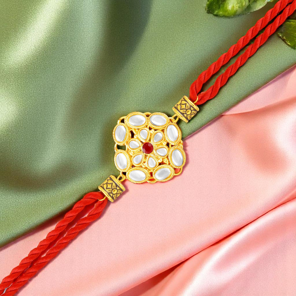 Traditional Kundan Rakhi for Brother