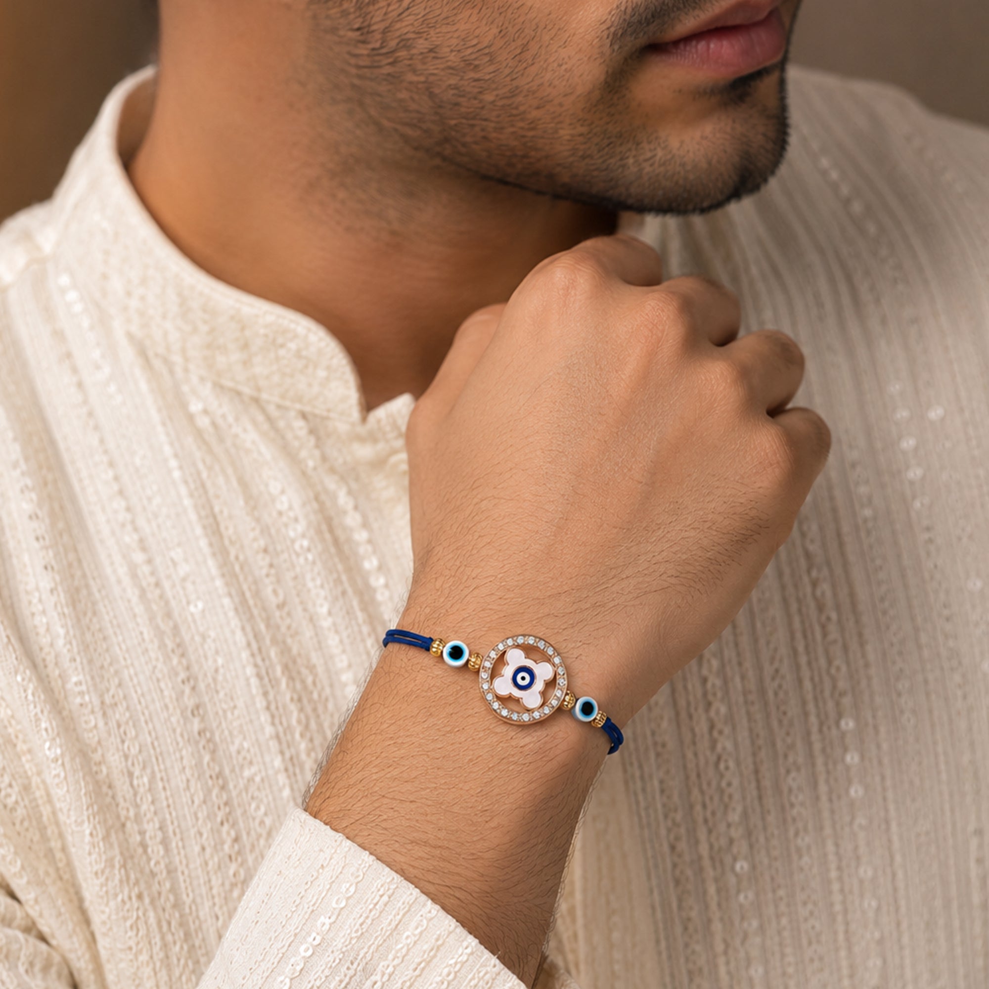 Evil Eye Clover Charm Rakhi for Bhaiya
