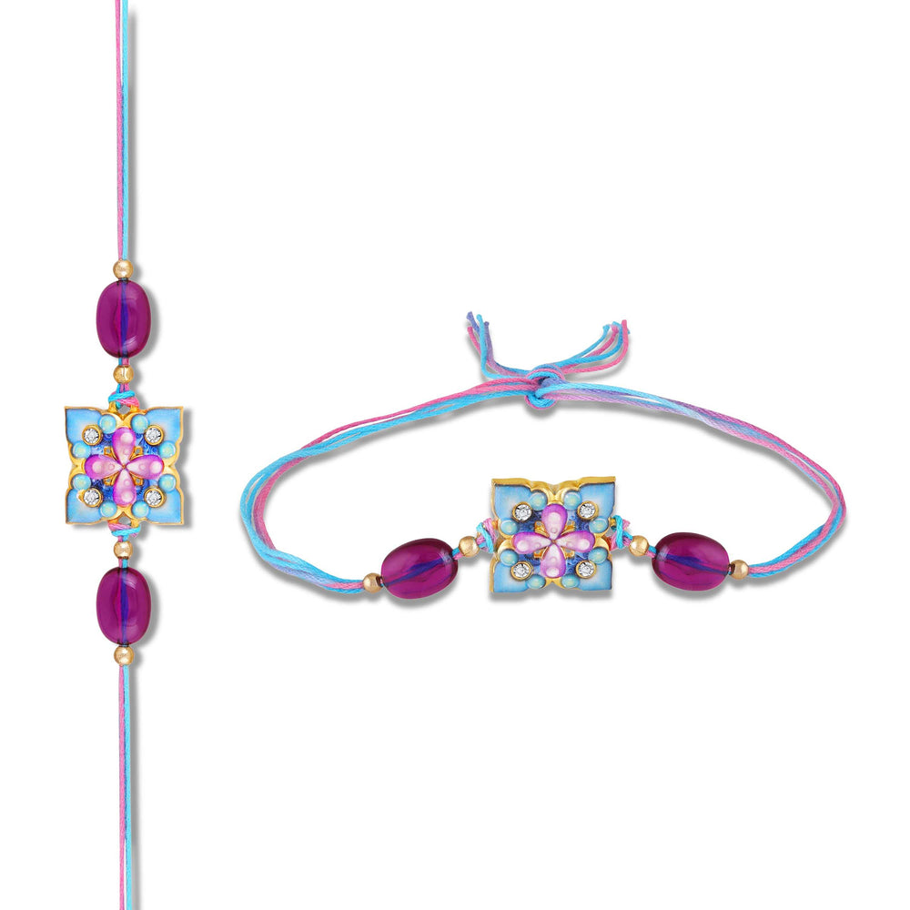 Royal Pastel Floral Designer Meenakari Work Rakhi for Bhaiya