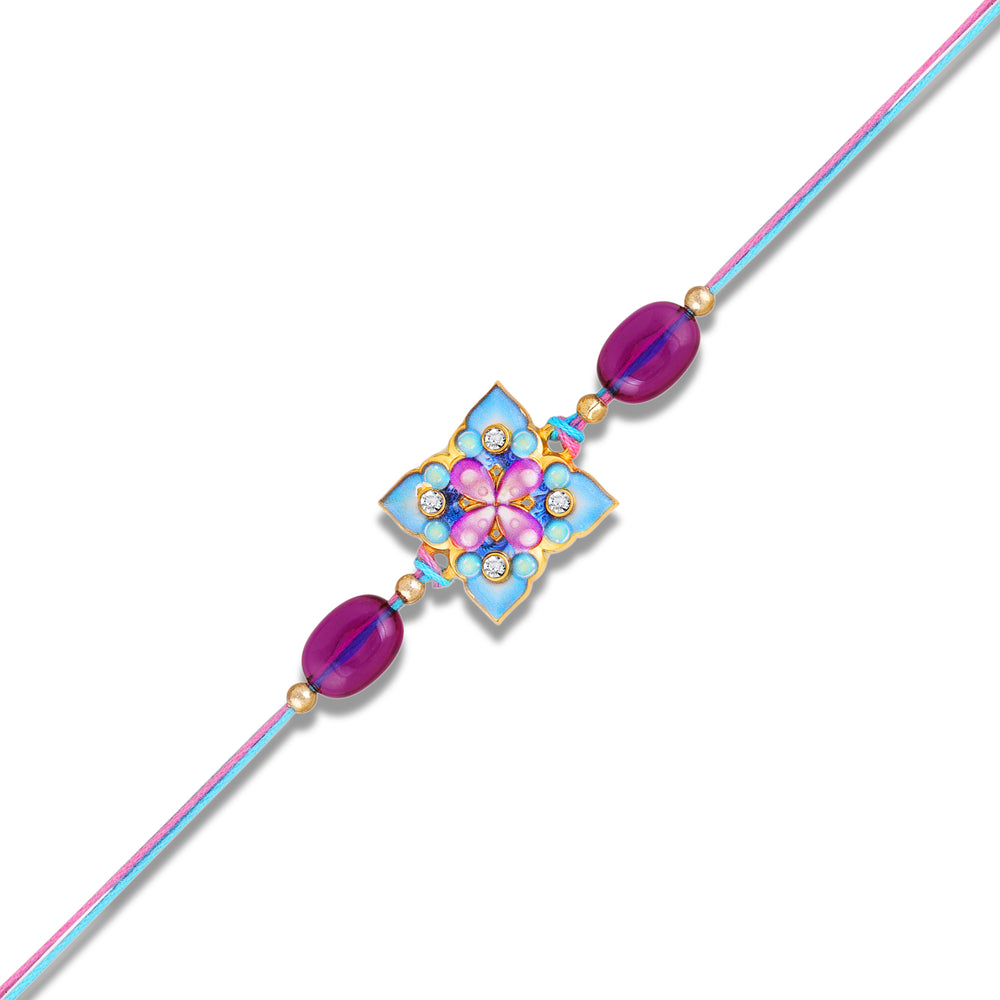 Royal Pastel Floral Designer Meenakari Work Rakhi for Bhaiya