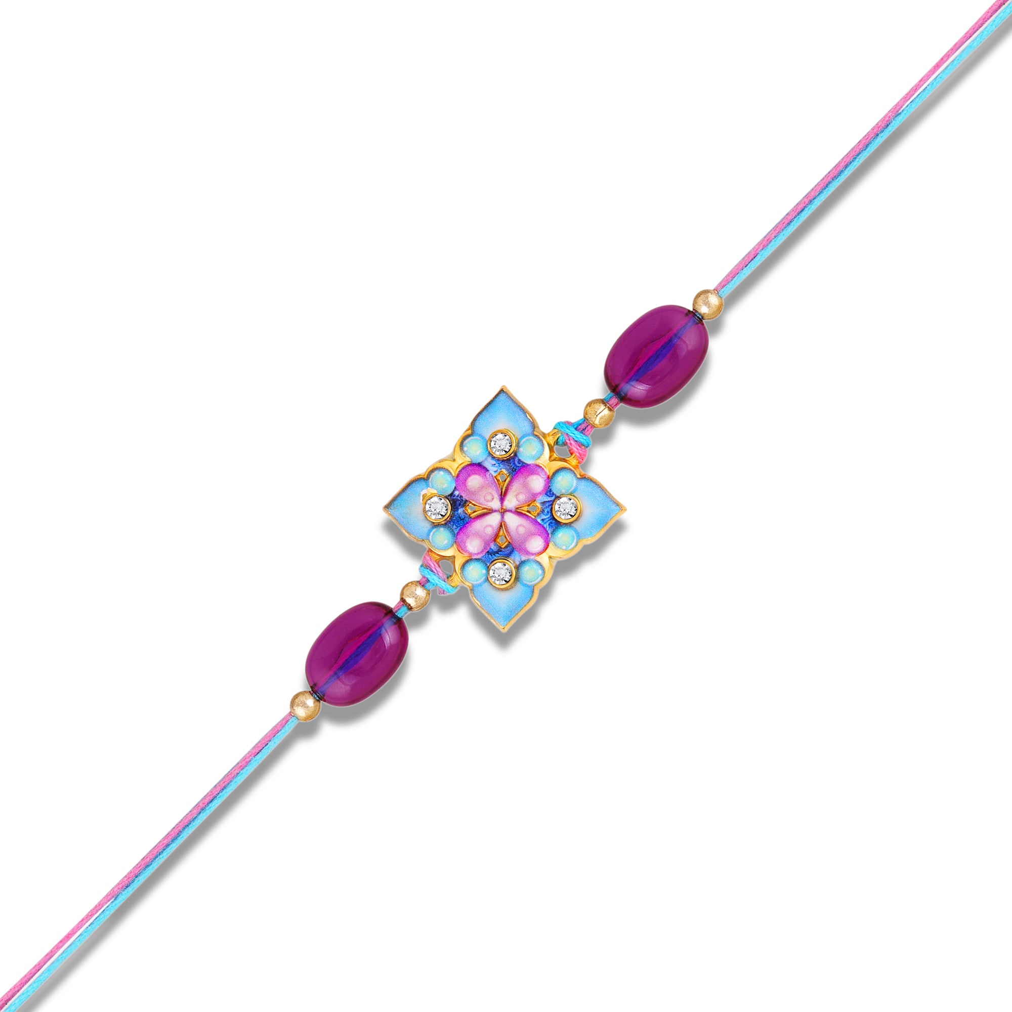 Royal Pastel Floral Designer Meenakari Work Rakhi for Bhaiya
