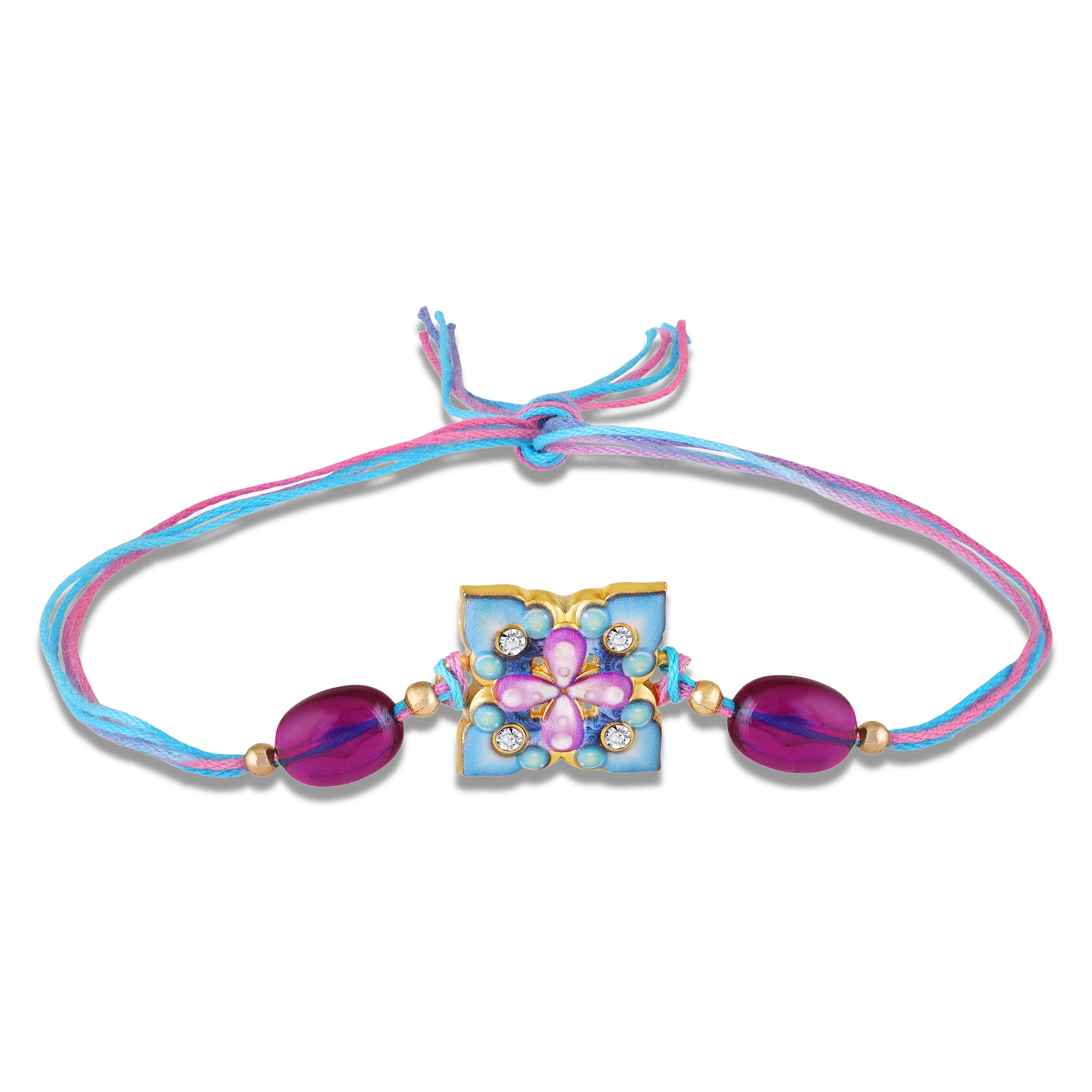 Royal Pastel Floral Designer Meenakari Work Rakhi for Bhaiya