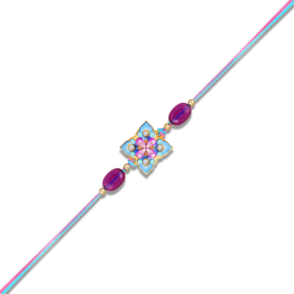 Royal Pastel Floral Designer Meenakari Work Rakhi for Bhaiya