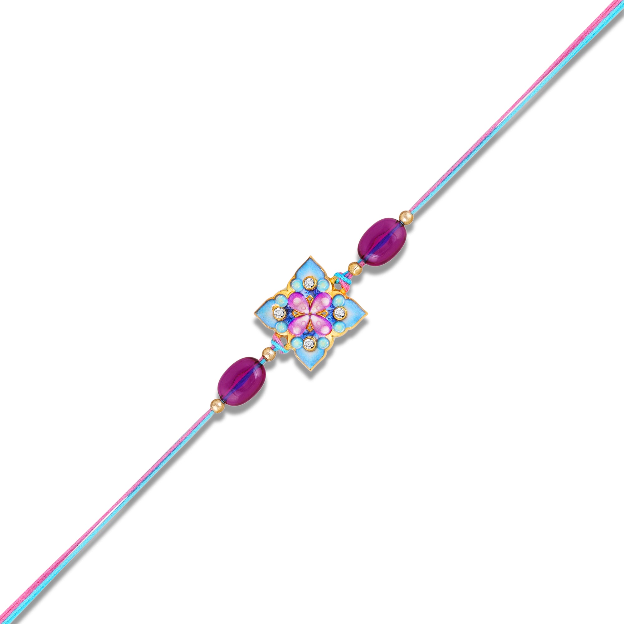 Royal Pastel Floral Designer Meenakari Work Rakhi for Bhaiya