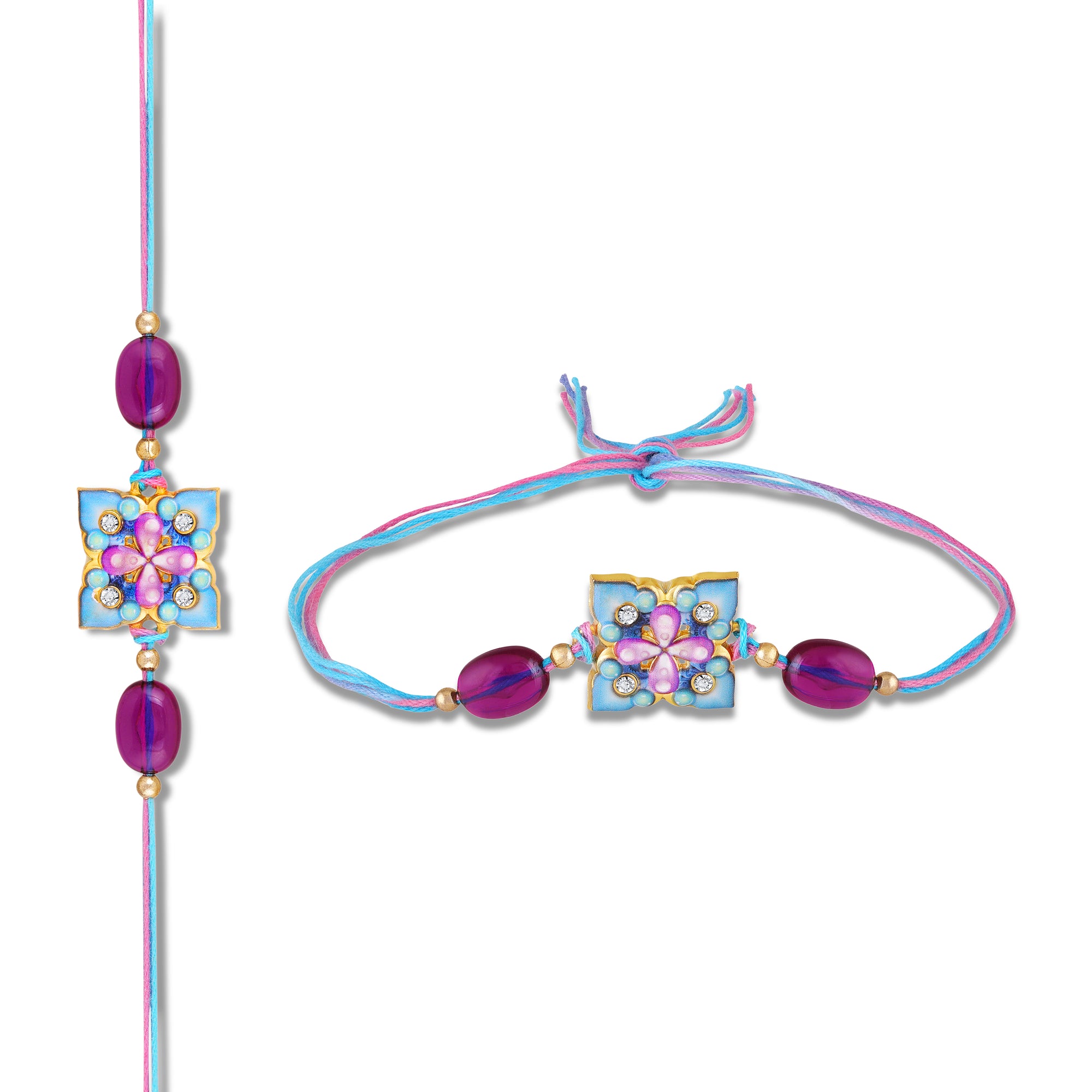 Royal Pastel Floral Designer Meenakari Work Rakhi for Bhaiya