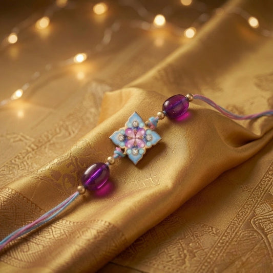 Royal Pastel Floral Designer Meenakari Work Rakhi for Bhaiya