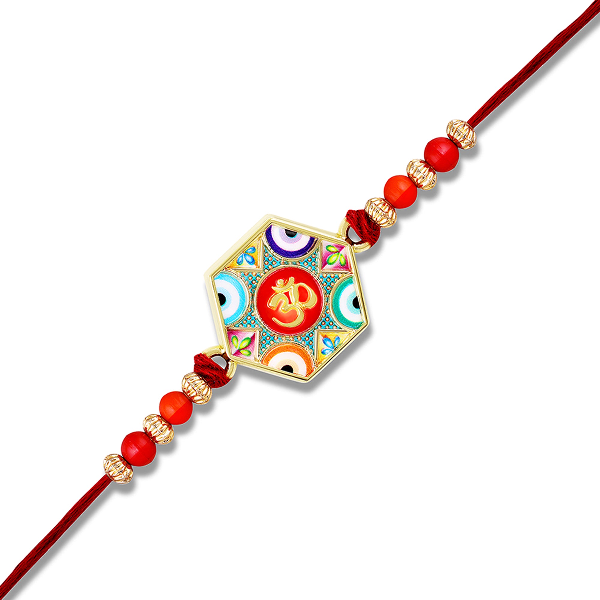 Premium Meenakari Om and Evil Eye Rakhi for Brother