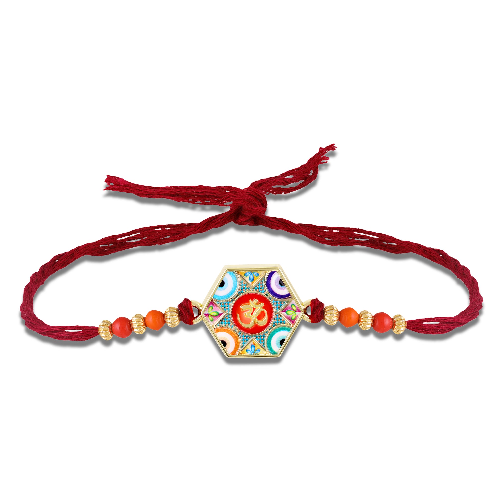 Premium Meenakari Om and Evil Eye Rakhi for Brother