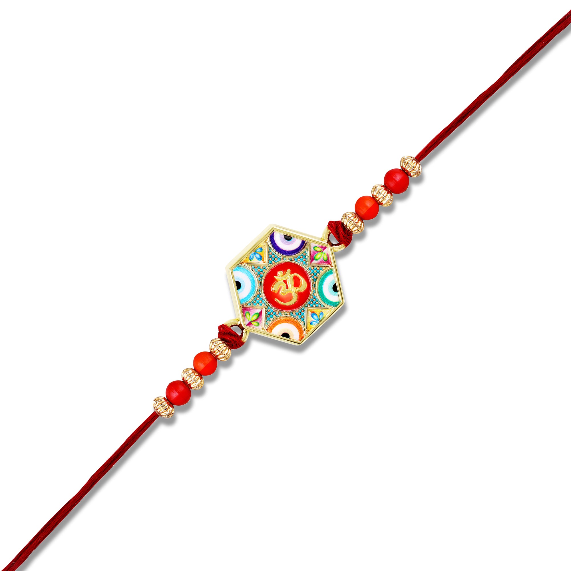 Premium Meenakari Om and Evil Eye Rakhi for Brother