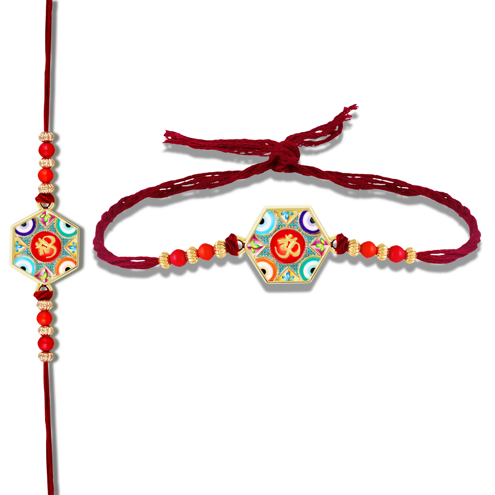 Premium Meenakari Om and Evil Eye Rakhi for Brother
