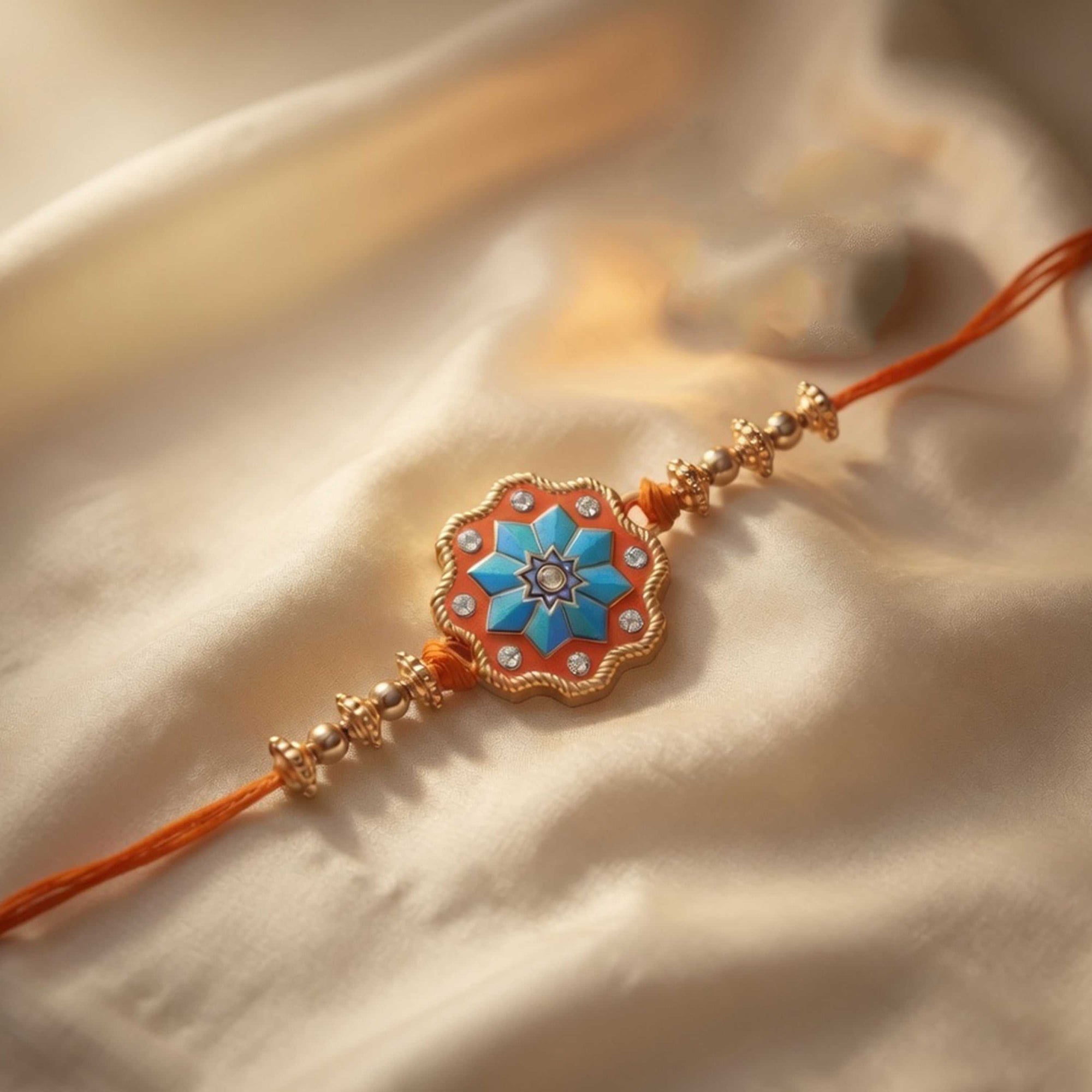 Elegant Meenakari Floral Rakhi for Brother