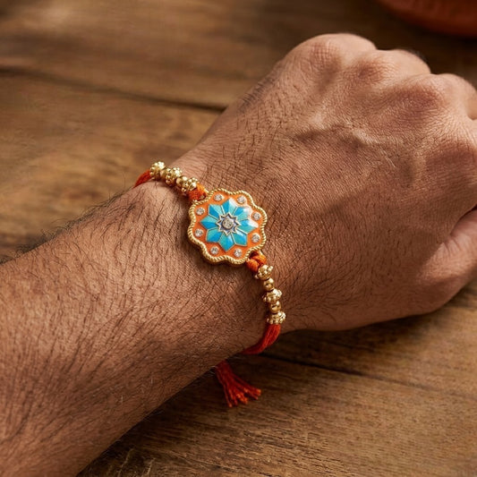 Elegant Meenakari Floral Rakhi for Brother