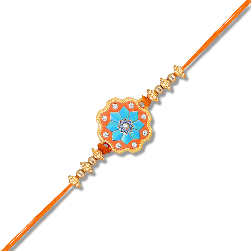 Elegant Meenakari Floral Rakhi for Brother